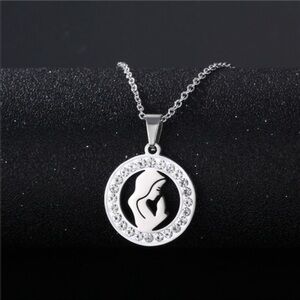 Strong Women Pray shadow inset gem pendant hanging necklace NWT